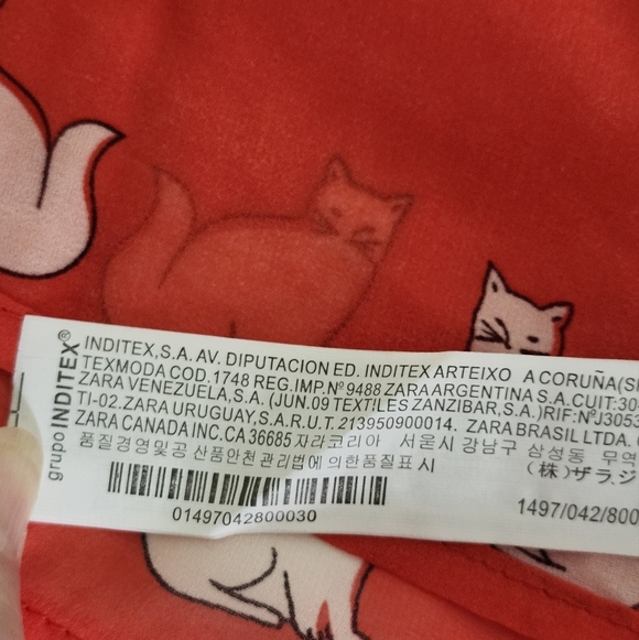 Zara Trafaluc Collection Sheer Red Cat Print Sleeveless Top Size Medium - Picture 12 of 14